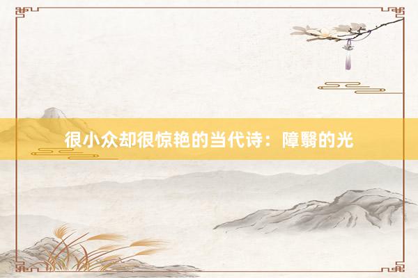 很小众却很惊艳的当代诗：障翳的光